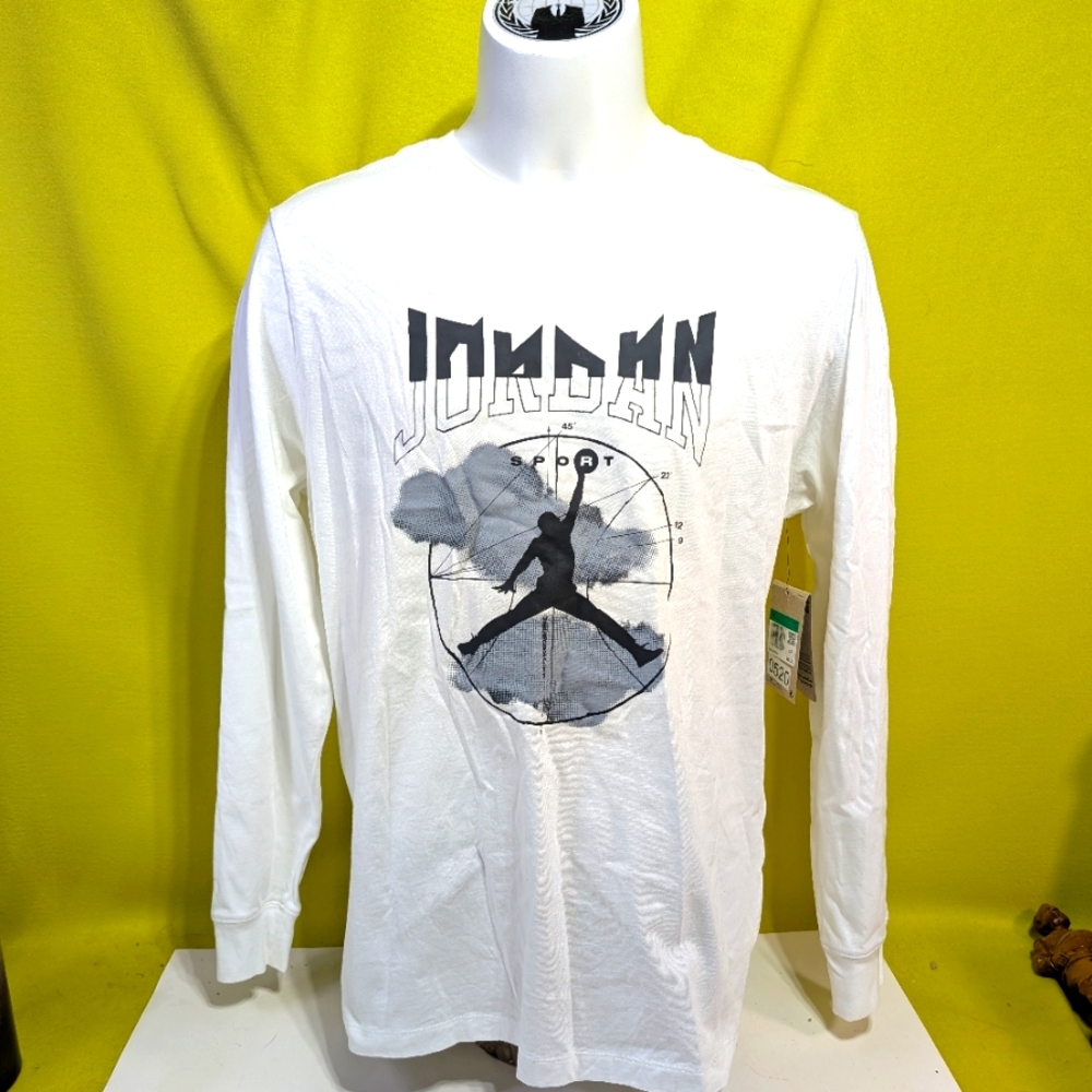 Jordan Sport Mens XL Active White Logo Ribbed Cuffs Long Sleeve T-Shirt Jumpman